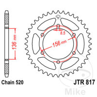 Pignon de cha&icirc;ne  46 dents pas 520 136 / 156 pour...