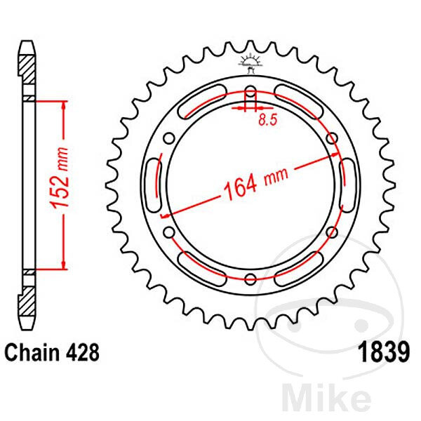Pignone  56 denti passo 428 152 / 164 per Yamaha SR 400 Anniversary SR 500 SP