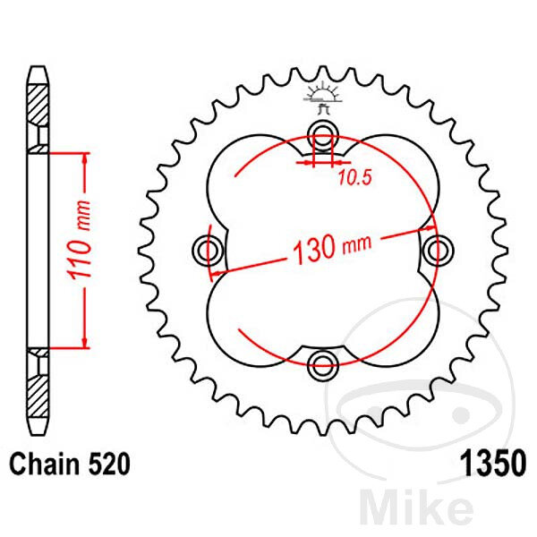 Sprocket  42 teeth pitch 520 110 / 130 for Honda TRX 300 EX Sportrax 400 EX Fourtrax