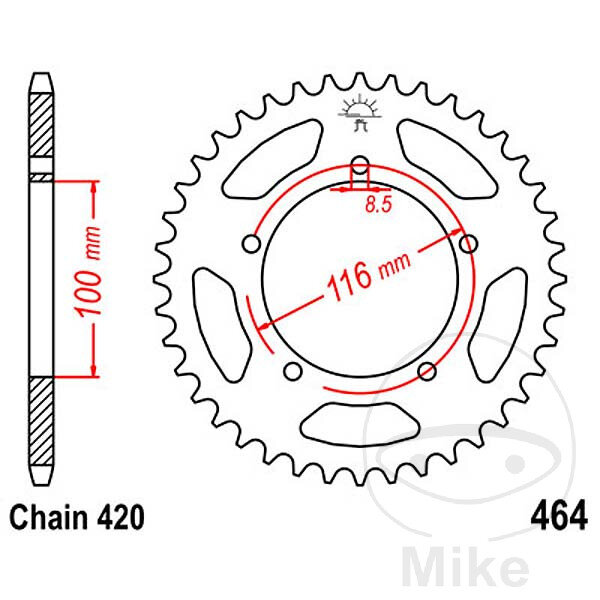 Sprocket  44 teeth pitch 420 100 / 116