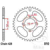 Sprocket  38 teeth pitch 428 058 / 078