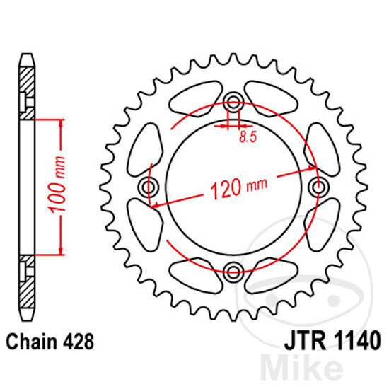 Sprocket  50 teeth pitch 428 100 / 120