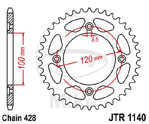 Pignone  54 denti passo 428 100 / 120