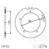 Sprocket  42 teeth pitch 415 black 095 / 110