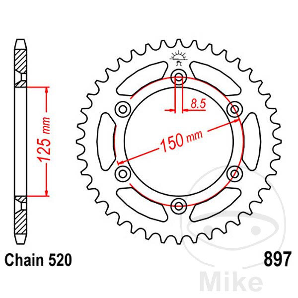 Pignon de cha&icirc;ne  53 dents pas 520 125 / 150