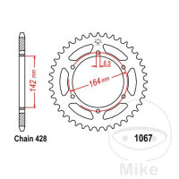 Kettenrad  52 Z&auml;hne Teilung 428 142 / 164