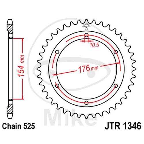 Pignone  44 denti passo 525 154 / 176