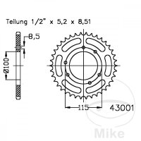 Sprocket  46 teeth pitch 420 black 100 / 115