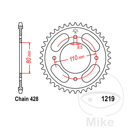 Sprocket  42 teeth pitch 428 080 / 110