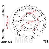 Pignon de cha&icirc;ne  47 dents pas 520 100 / 120
