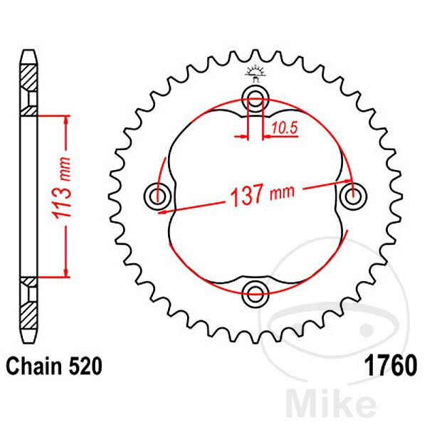 Sprocket  40 teeth pitch 520 113 / 137