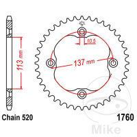 Sprocket  40 teeth pitch 520 113 / 137