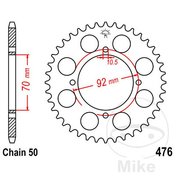 Pignone  40 denti passo 530 070 / 092