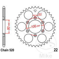 Sprocket  45 teeth pitch 520 080 / 106