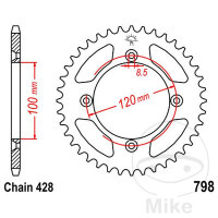 Pignone  52 denti passo 428 100 / 120