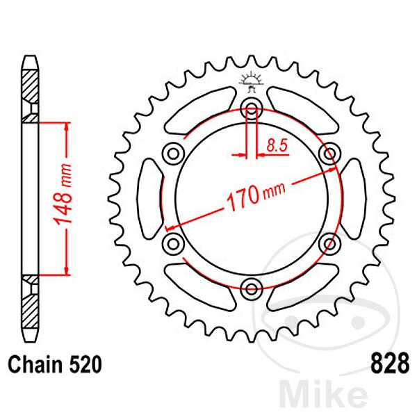 Pignon de cha&icirc;ne  48 dents pas 520 148 / 170