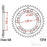 Pignone  39 denti passo 525 118 / 138