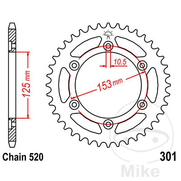 Sprocket  40 teeth pitch 520 125 / 153