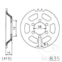 Kettenrad  41 Z&auml;hne Teilung 415 Schwarz 058 / 072