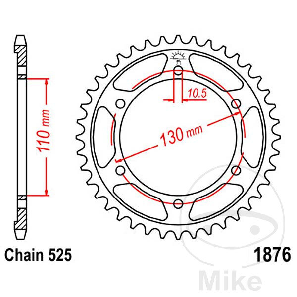 Pignone  45 denti passo 525 110 / 130