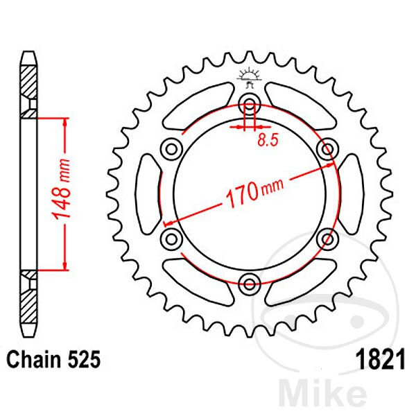 Pignon de cha&icirc;ne  47 dents pas 525 148 / 170