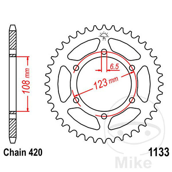 Sprocket  53 teeth pitch 420 108 / 123