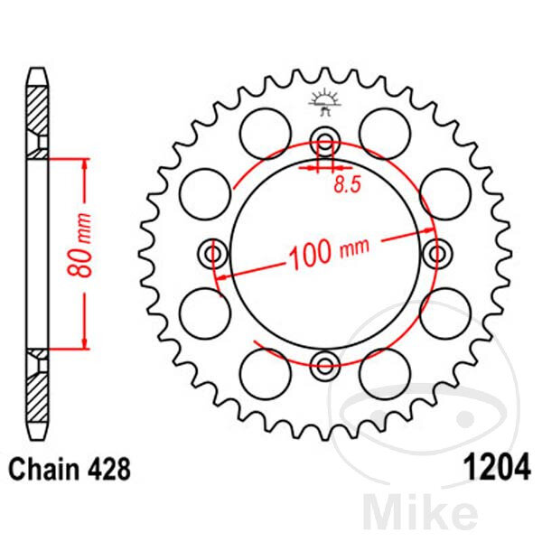 Sprocket  50 teeth pitch 428 080 / 100