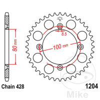 Sprocket  50 teeth pitch 428 080 / 100
