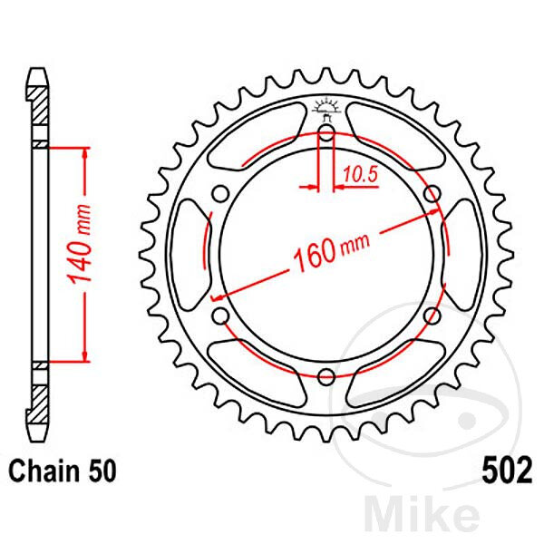 Sprocket  44 teeth pitch 530 140 / 160