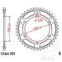 Sprocket  41 teeth pitch 525 140 / 168