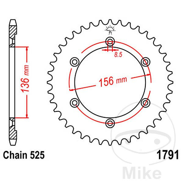 Pignone  43 denti passo 525 136 / 156