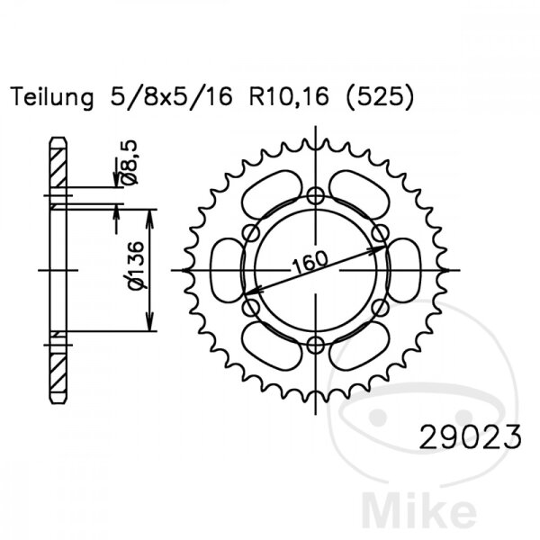 Sprocket  41 teeth pitch 525 136 / 160