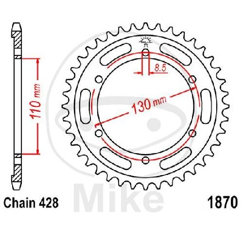 Pignon de cha&icirc;ne  46 dents pas 428 110 / 130