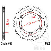 Sprocket  50 teeth pitch 520 136 / 156