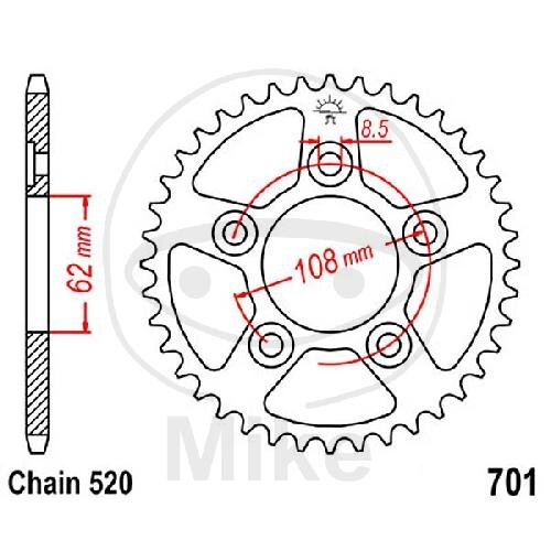 Sprocket  40 teeth pitch 520 062 / 108