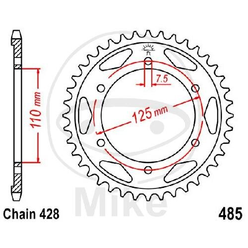 Pignon de cha&icirc;ne  48 dents pas 428 110 / 125