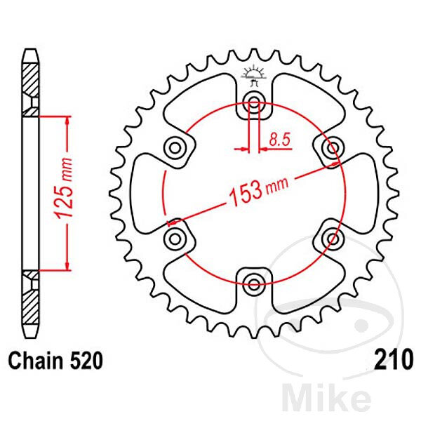 Sprocket  42 teeth pitch 520 125 / 153