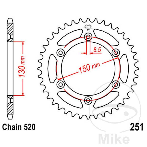 Pignon de cha&icirc;ne  48 dents pas 520 130 / 150