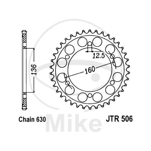 Kettenrad  40 Z&auml;hne Teilung 630 136 / 160