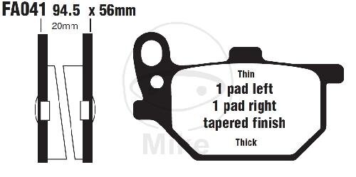 Brake pad for Yamaha RD 250 400 XS 400 750