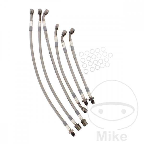 Tuyau de frein en acier tress&eacute; kit 6 pi&egrave;ces pour BMW K 1100 RS 92-93