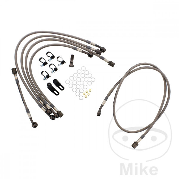 Brake hose steel braided kit 6-piece for Honda CB 1000 RA 08-16