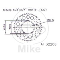 Kettenrad  ALU 40 Z&auml;hne Teilung 520 SI ESJ 100 / 120