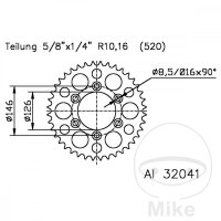 Pignone  ALU 40 denti passo 520 SI ESJ 126 / 146
