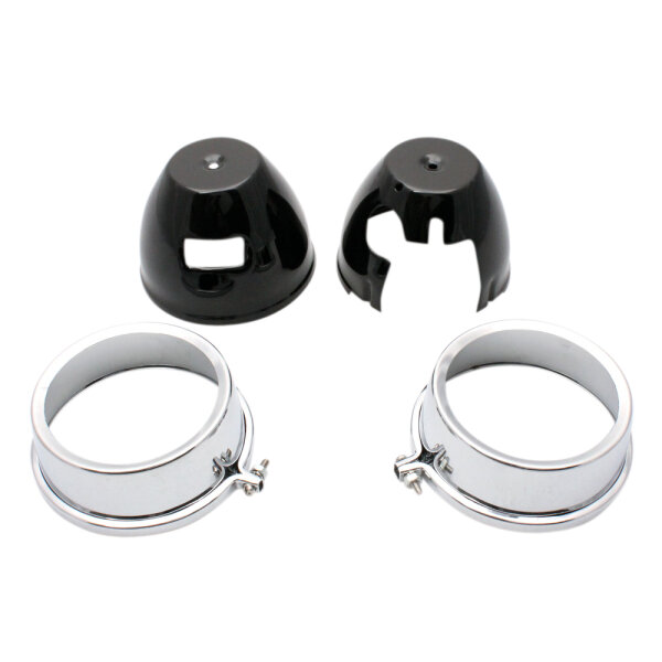 Coppia di coperture per rubinetteria in cromo nero per Kawasaki Z650 750 900 1000